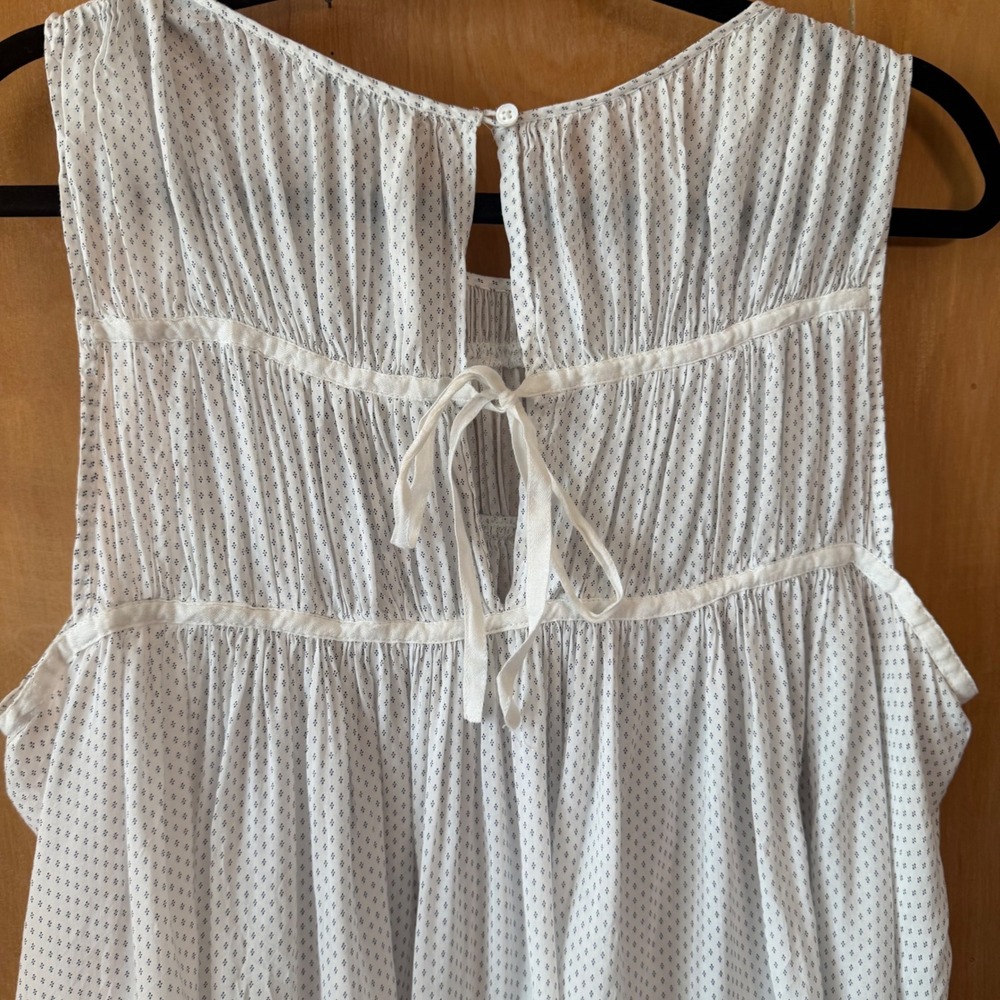 James Perse White Printed Pleated Sleeveless Babydoll Top Size 4 - Picture 5 of 14